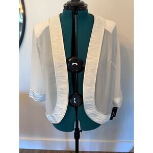 Dana Kay White Sheer Cardigan 3/4 Sleeve Size 16